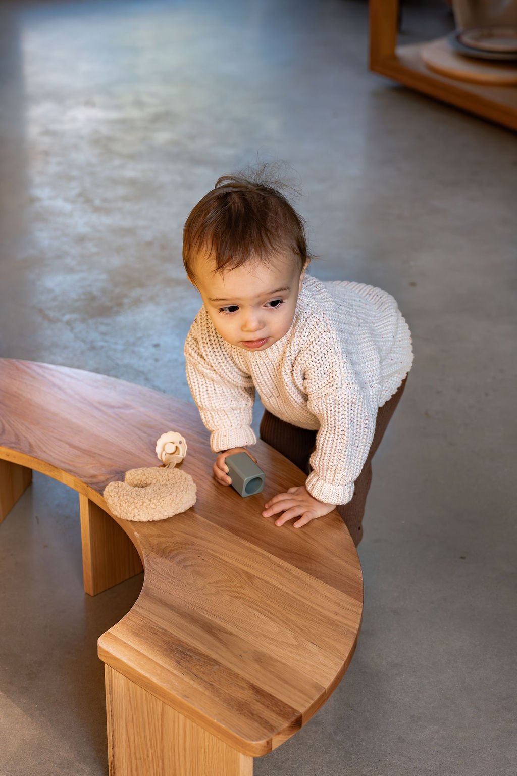 European Ash Half Circle Baby Table