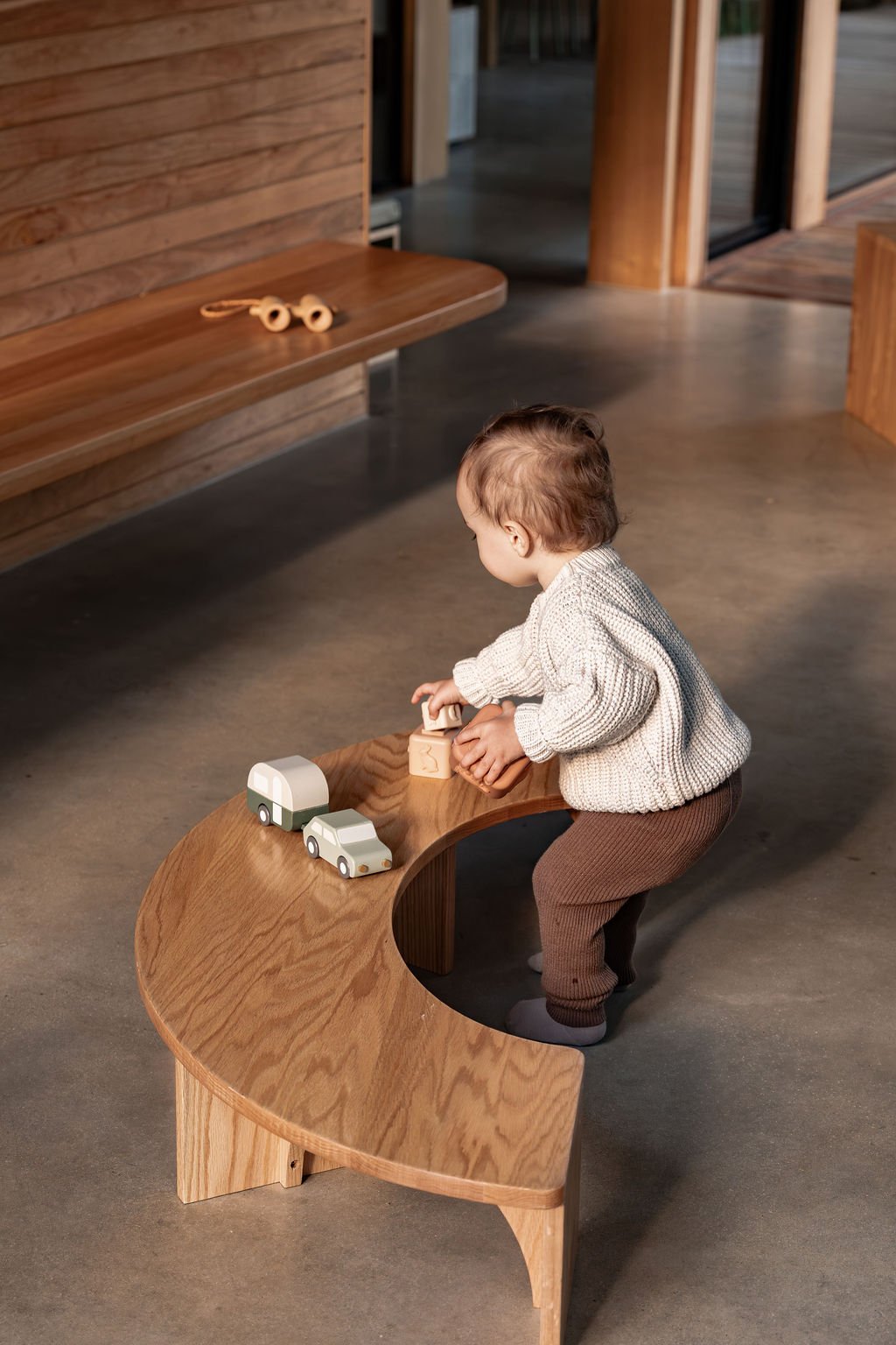European Ash Half Circle Baby Table