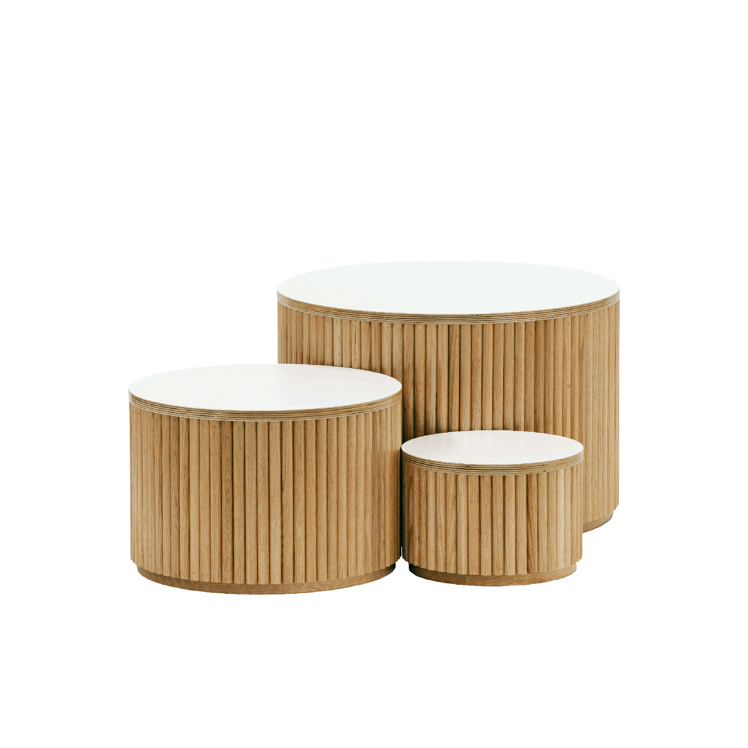 Nesting Fluted Tables White