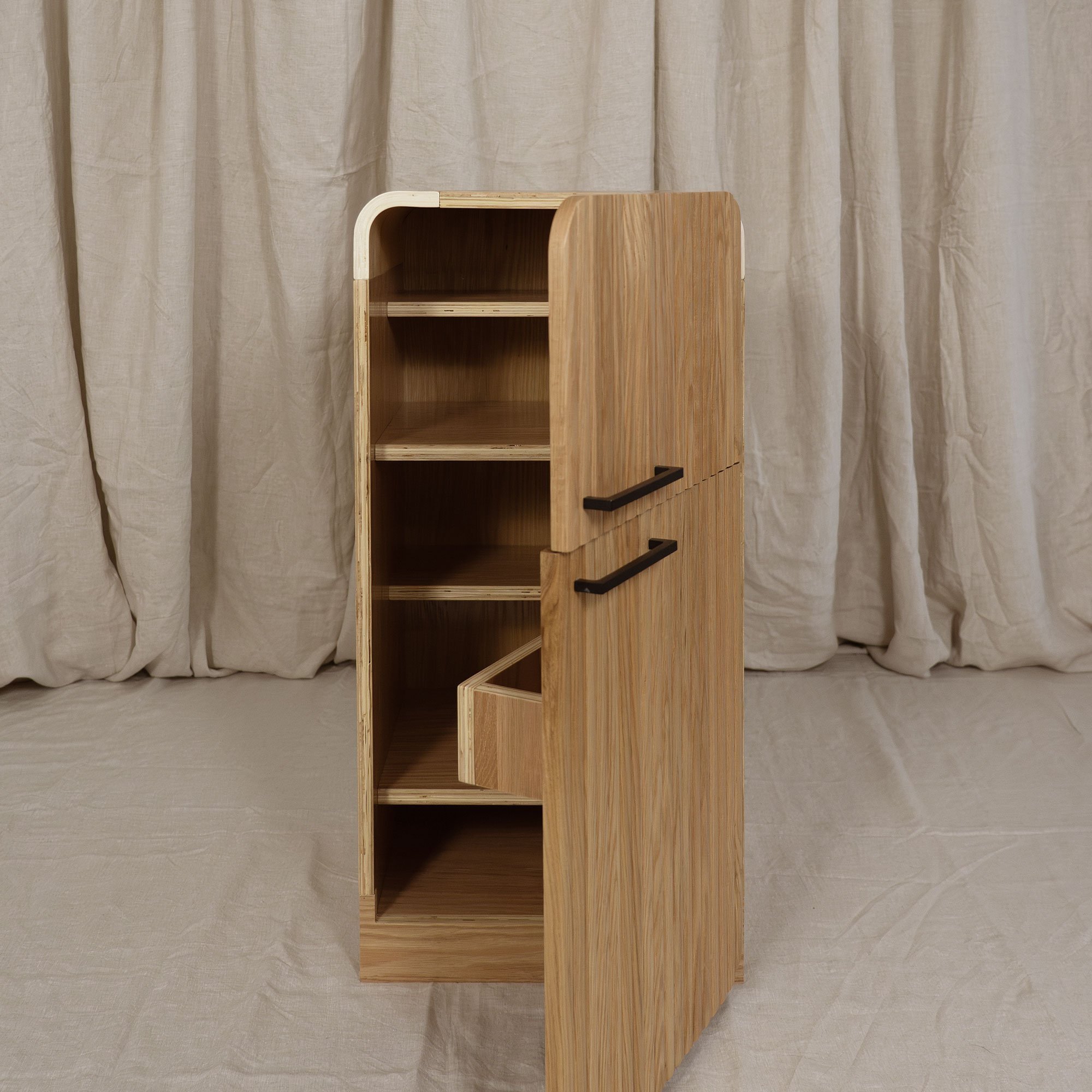 Oak Fluted Fridge